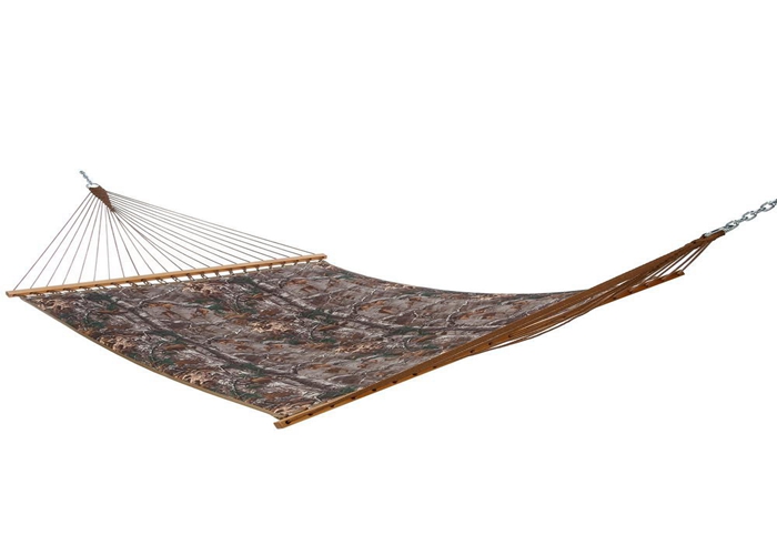 Camouflage Outdoor Quilted Tree Stand Alone Hammock With Stand Solid Hardwood Bar