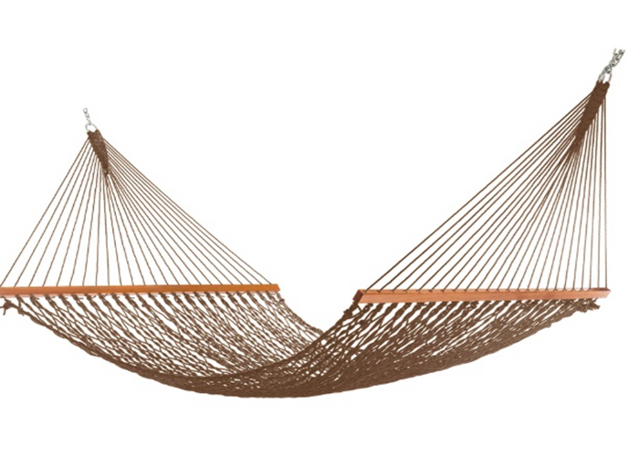 Portable Folding Outdoor Rope Hammock Double Hanging Tree Spreader Bars Antique Brown