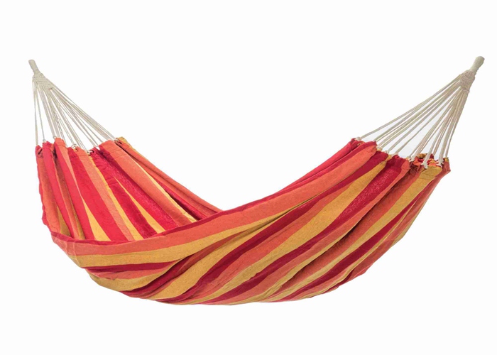 Luxury Family Size Comfortable Brazilian Sleeping Hammock Soft Fabric Cotton Orange Yellow Stripe