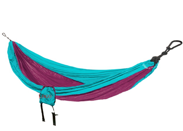 Two Person Sleeping Hammock Made From Parachute Material With Straps Sky Blue Purple