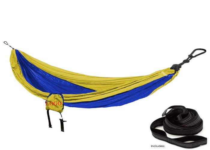 Weather Resistant Portable Tree Single Travel Hammock Nylon Portable Blue Yellow