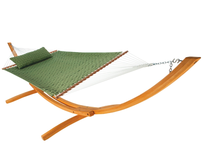 Decorative Mold Resistant Olefin Hammock Outdoor Patio Garden Comfort Weave olefin Hammock Green