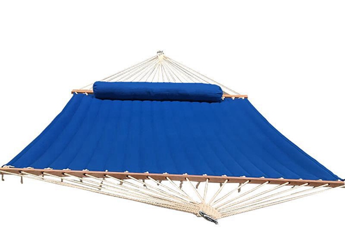 Dark Blue Olefin Double Quilted Fabric Hammock With matched bolster pillow