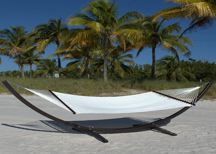 Two People Weather Resistant White Caribbean Style Hammock , Hand Woven Hammock