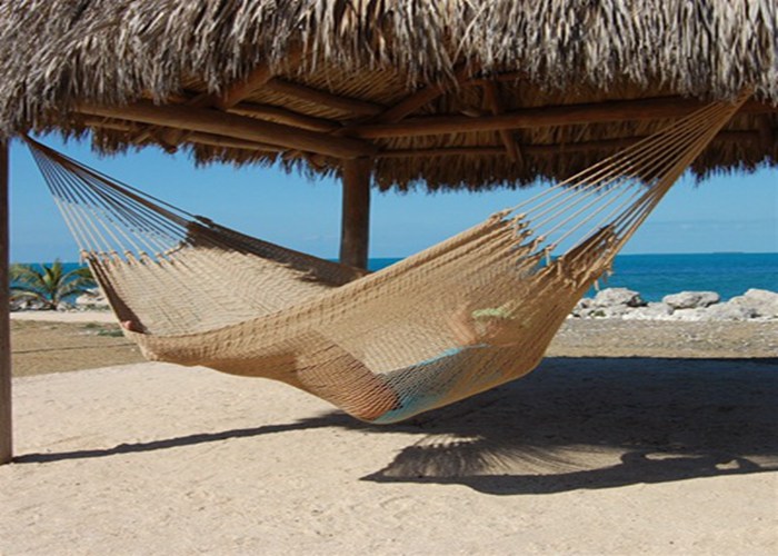 Traditional Travel Queen Size Hand Woven Mayan Hammock Without Stand For Two Person Tan