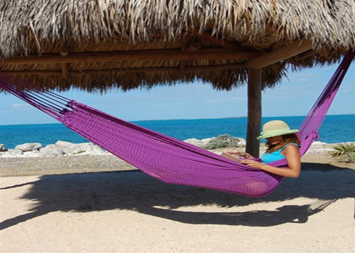 Luxury Durable Family Hand Woven Mayan Hammock Handmade Natural Color Purple For 2