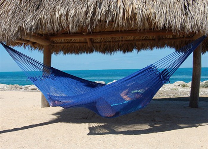 Double Old Style Hand Woven Hand Woven Mayan Hammock Portable Folding 450lbs Capacity Dark Blue