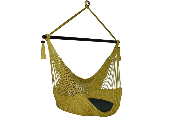 Hanging Caribbean Rope Chair 47 Inches Wide Olive Soft Spun Polyester