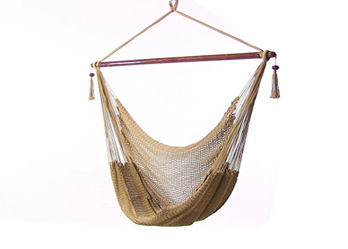 All Weather Caribbean Hammock Chair , Patio Tan Single Person Hammock Chair 120 Cm
