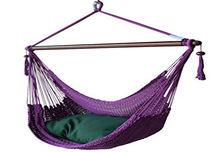 Kids / Adults Indoor Outdoor Two Person Caribbean Hammock Chair 275 Pounds Capacity Purple