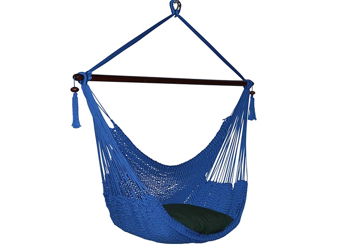Heavy Duty Caribbean Hammock Chair , Tree Dark Blue Hanging Hammock Chair For Bedroom