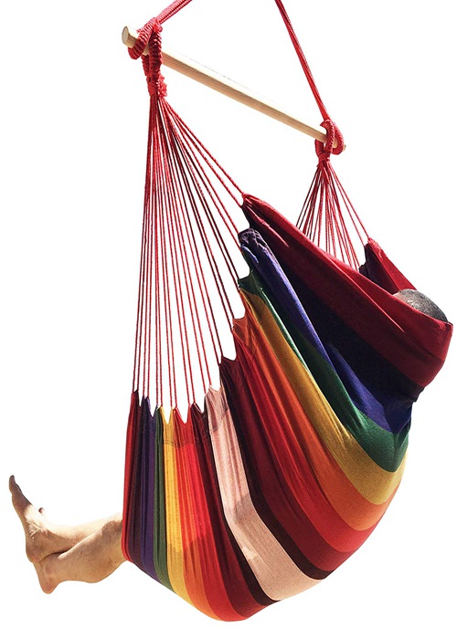 Large Single Person Garden Swing Brazilian Style Hammock Chair Poly Cotton Weave